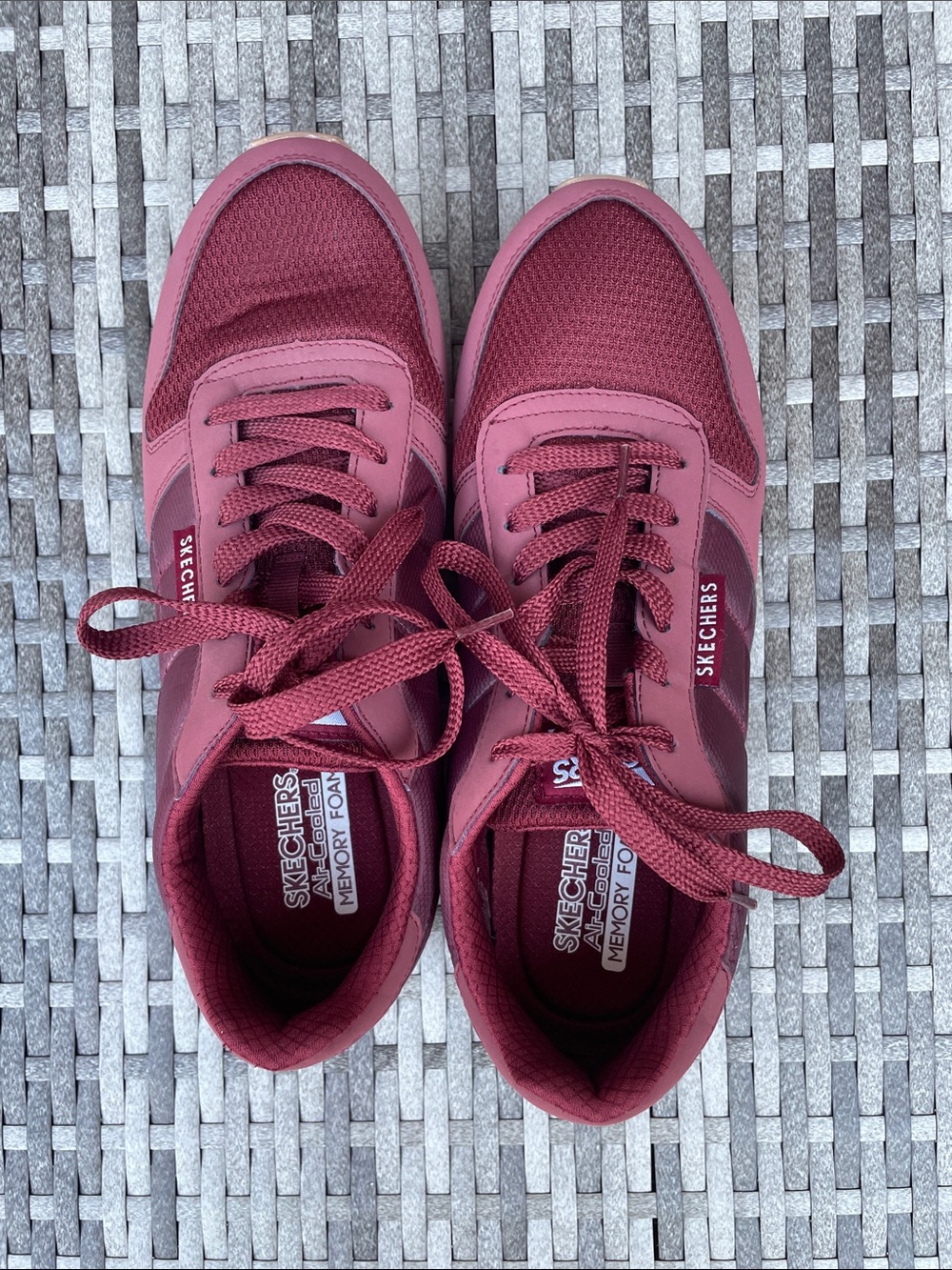 Skechers Burgundy Lace-Up Low-Top Sneakers - Picture 3 of 4
